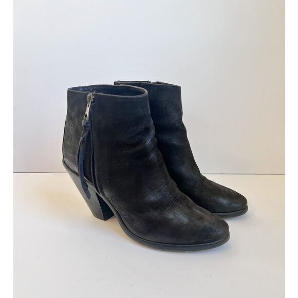 All Saints Black Leather Boots Booties Women Size 9 40 Black Ankle Boots EUC - Picture 1 of 9